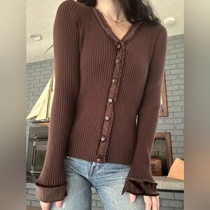 Marisa Christina y2k Chocolate Brown Button-Up Cardigan